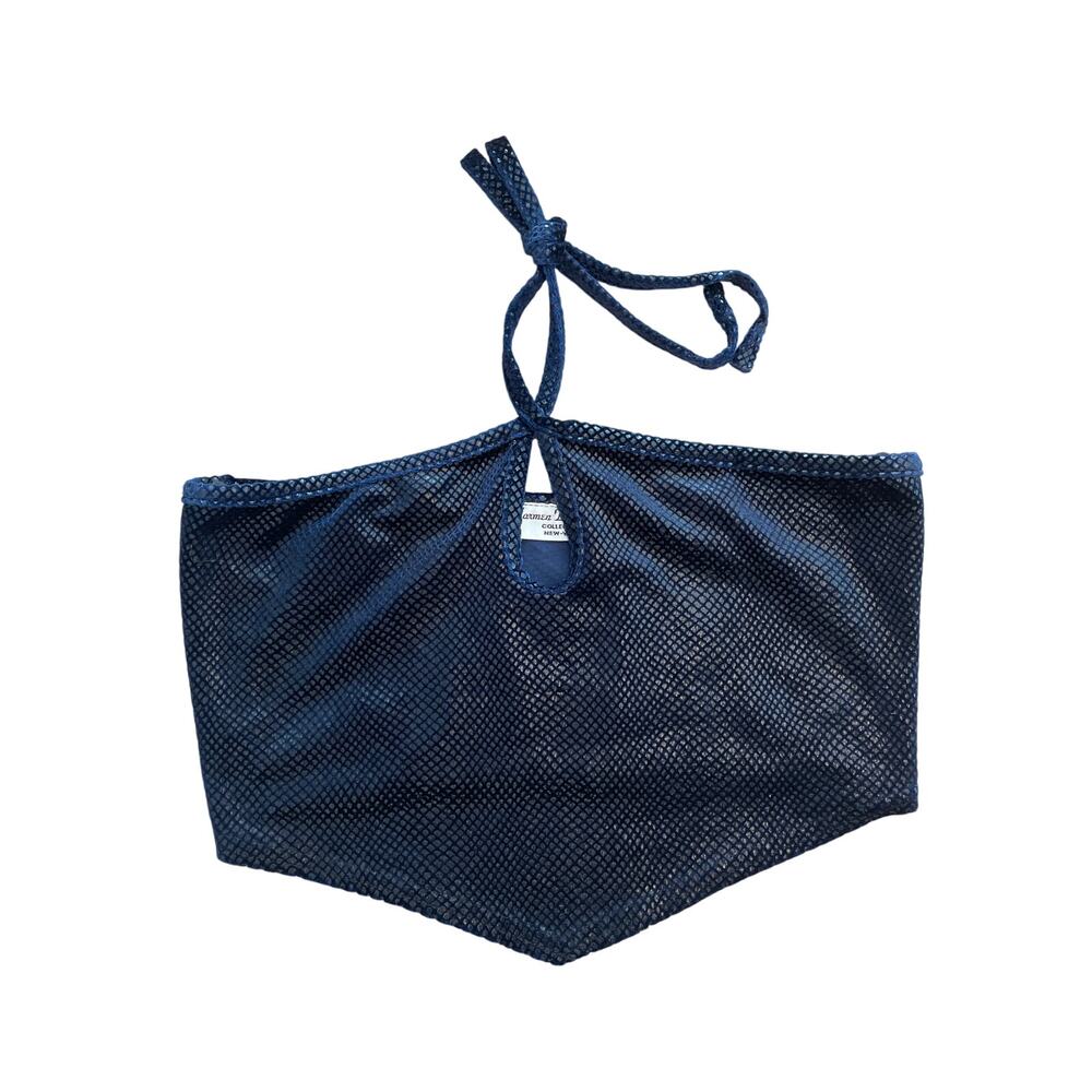 Blue velvet scale print triangle halter top